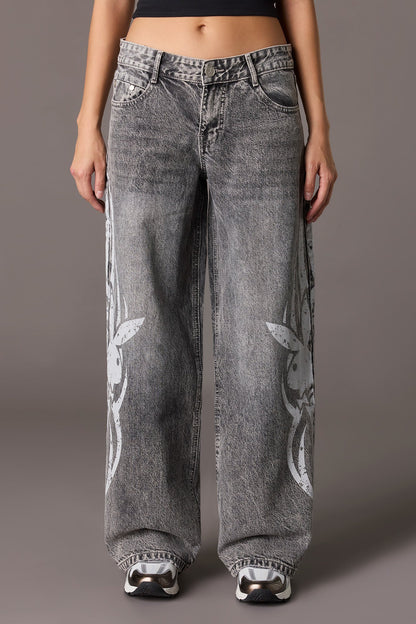 Playboy Graphic Low Rise Super Baggy Jean