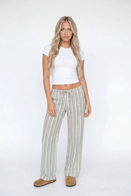 Linen-Blend Flowy Wide Leg Pant