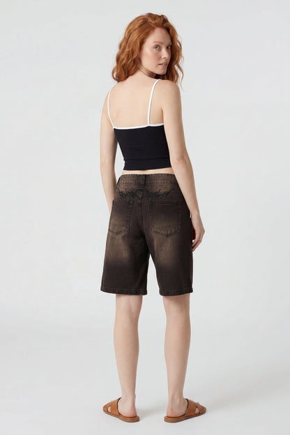 Brooklyn Graphic Low Rise Baggy Latte Jort