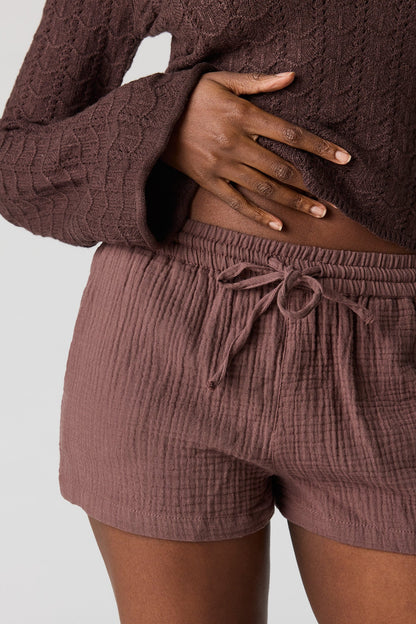 Textured Drawstring Short