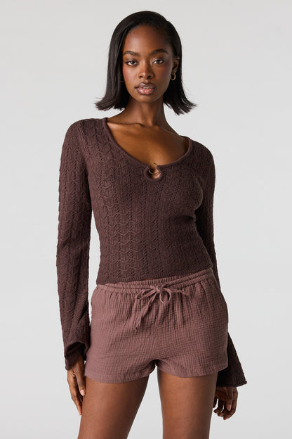 Textured Drawstring Short