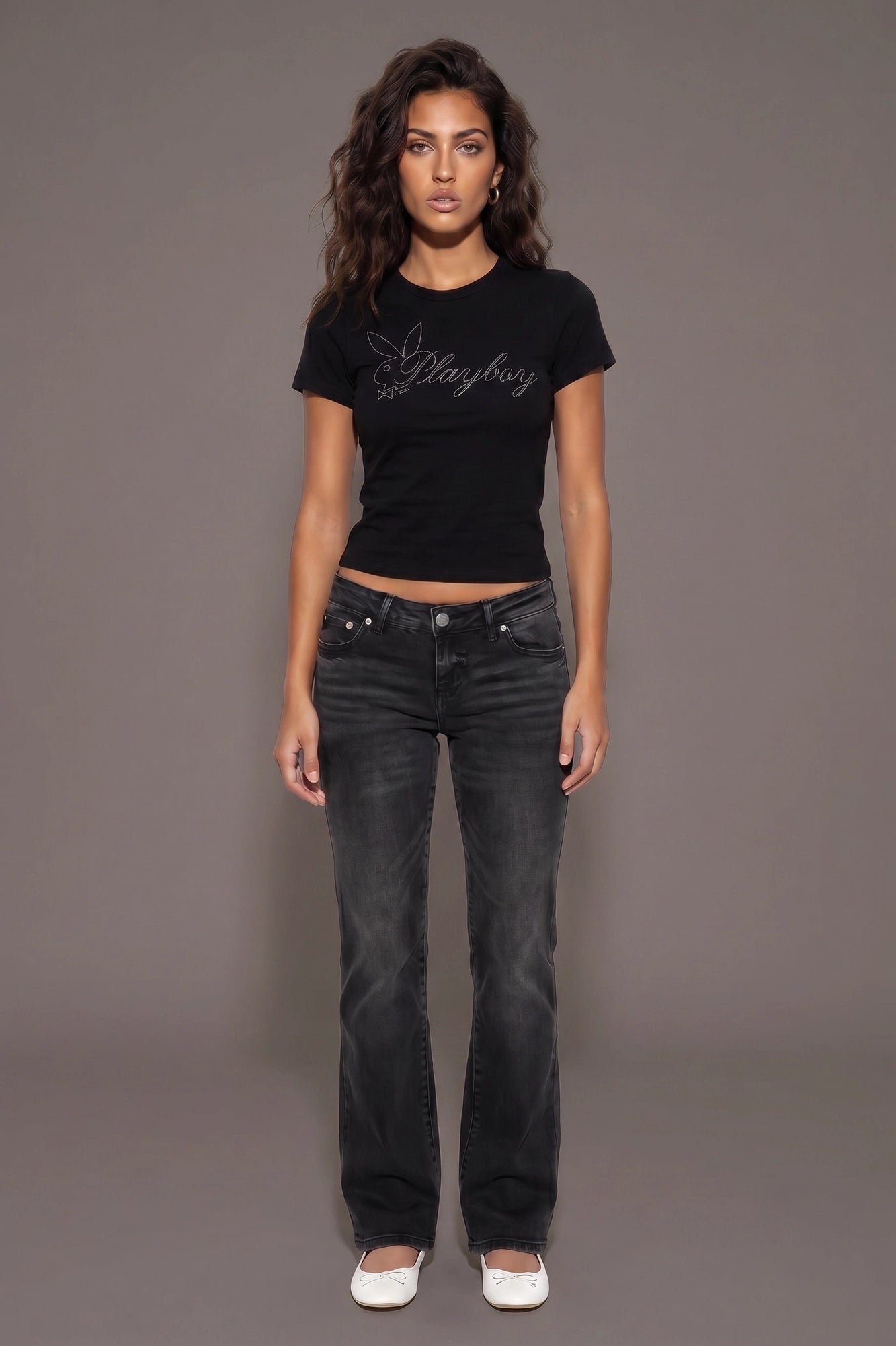 Soft Contour Playboy Rhinestone T-Shirt