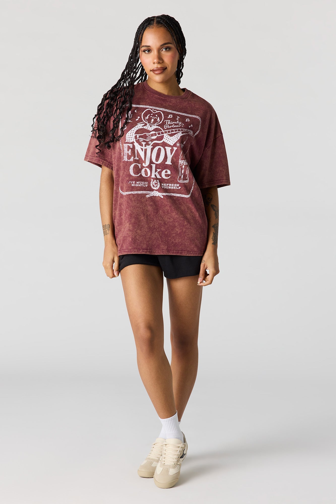 Oversized Coca-Cola Graphic Washed T-Shirt