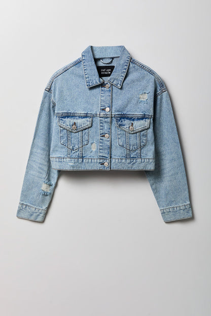 Ripped Cropped Denim Jacket