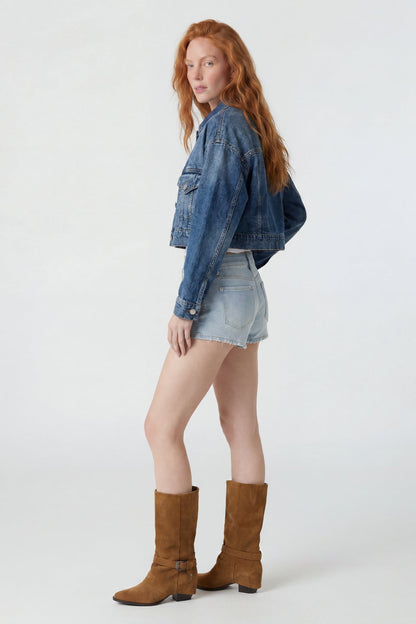 Ripped Cropped Denim Jacket