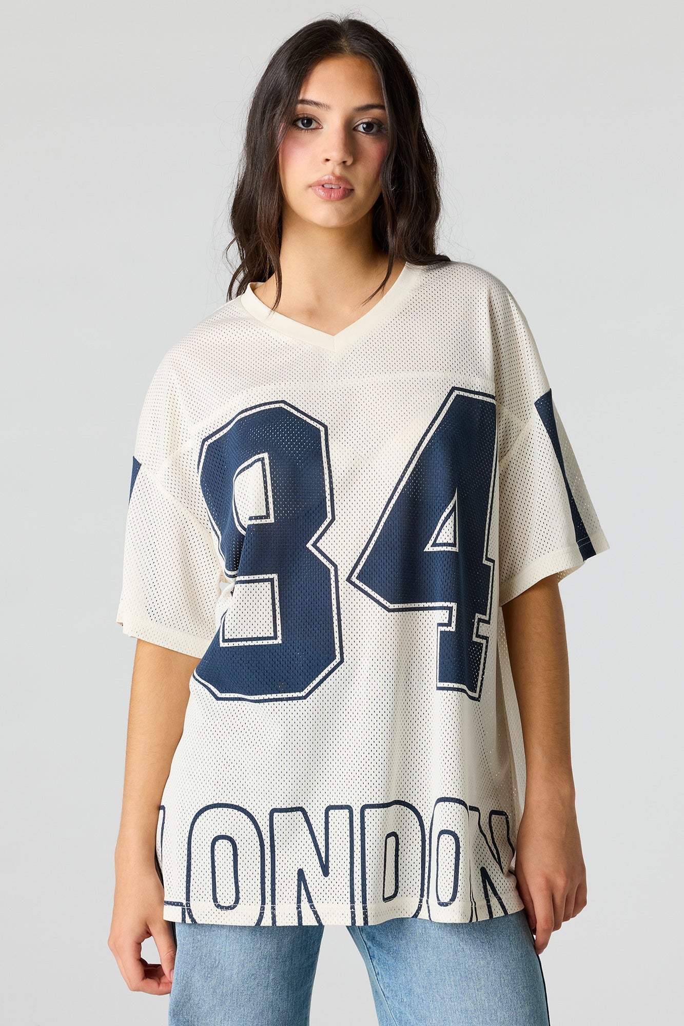 Mesh Graphic V-Neck Jersey