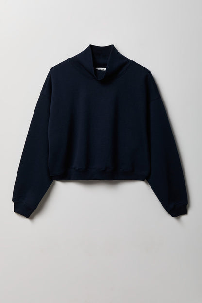Fleece Boxy Mock Neck Sweatshirt