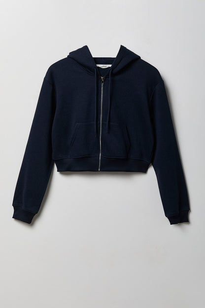Fleece Cropped Zip Hoodie