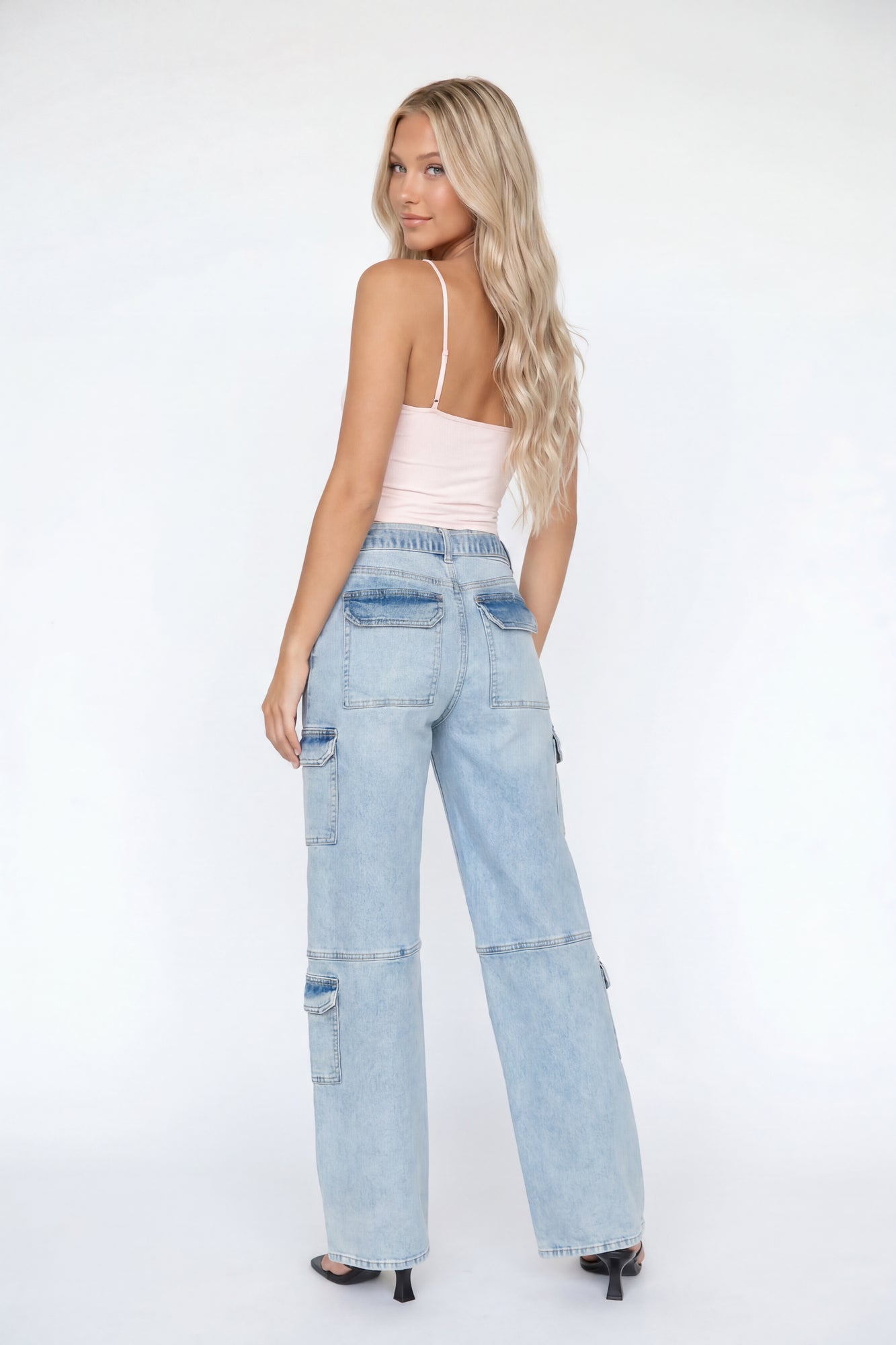 Stretch Low Rise Belted Cargo Jean