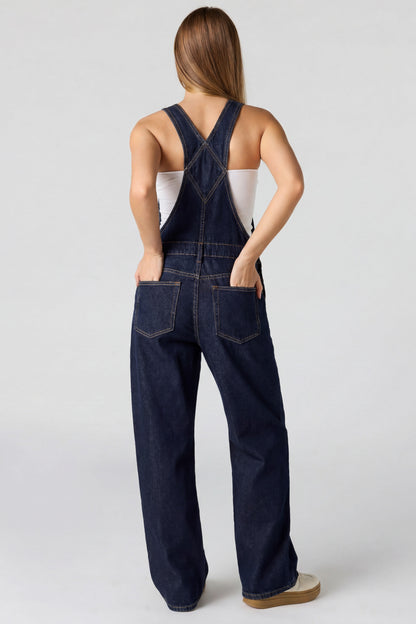Straight Leg Denim Overalls