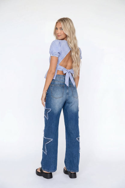 Low Rise Patch Baggy Denim Jean