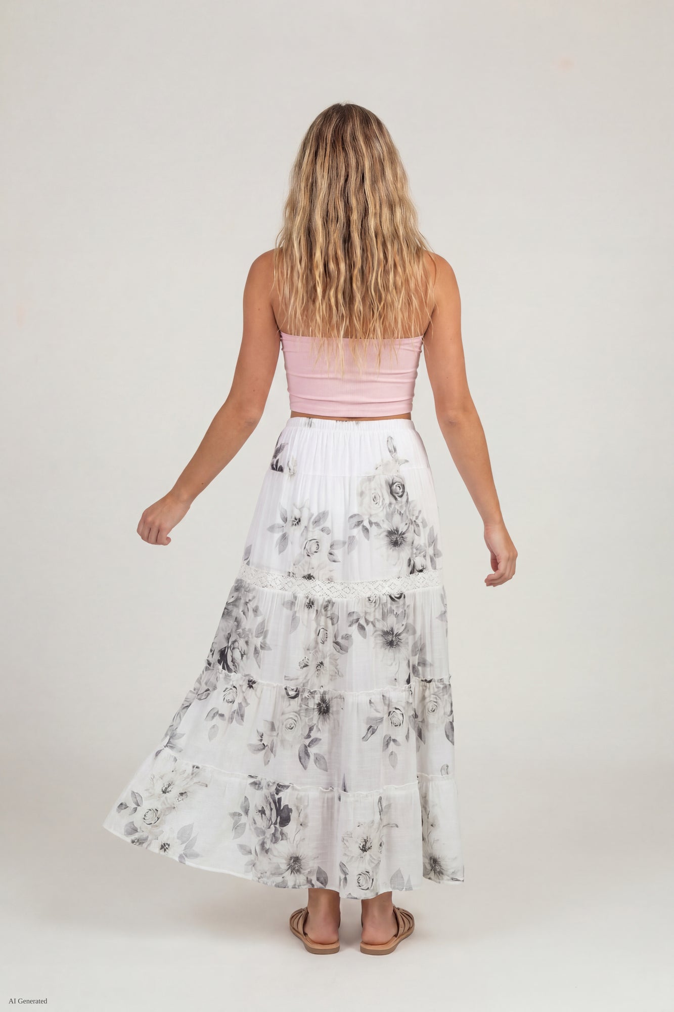 Crochet Trim Maxi Skirt