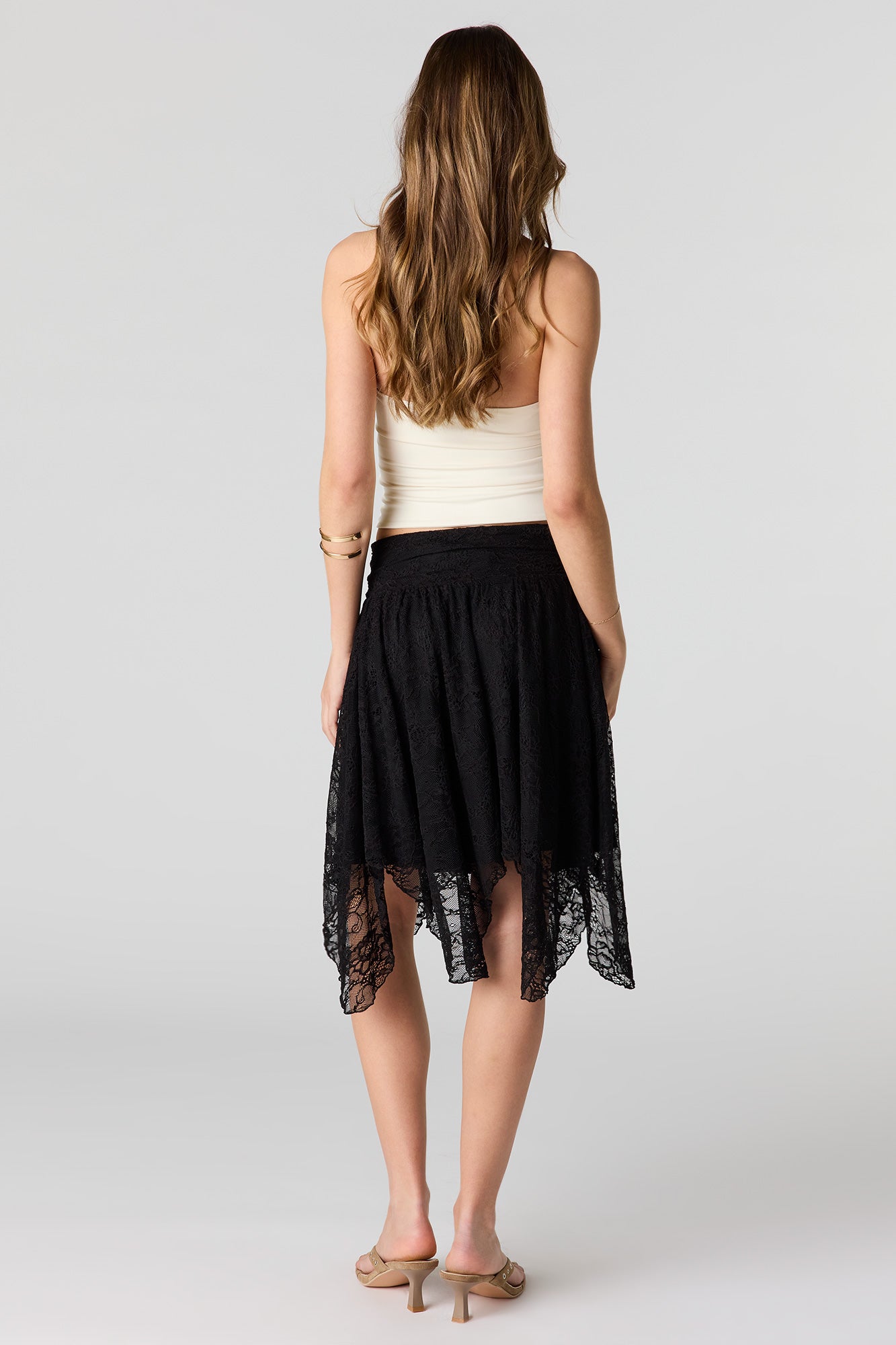 Lace Asymmetrical Mini Skirt