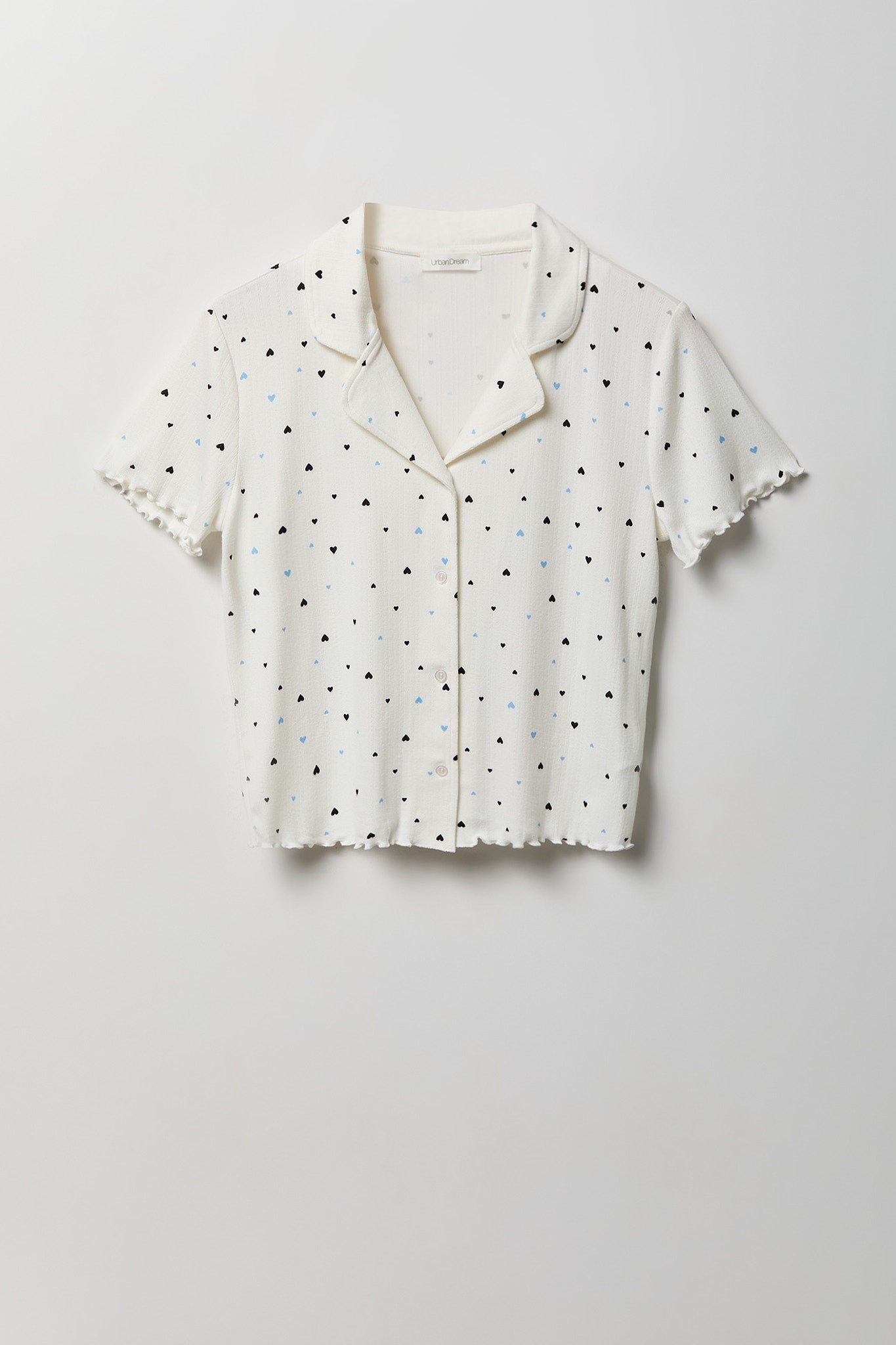 Pointelle Button-Up Top & Short Pajama Set