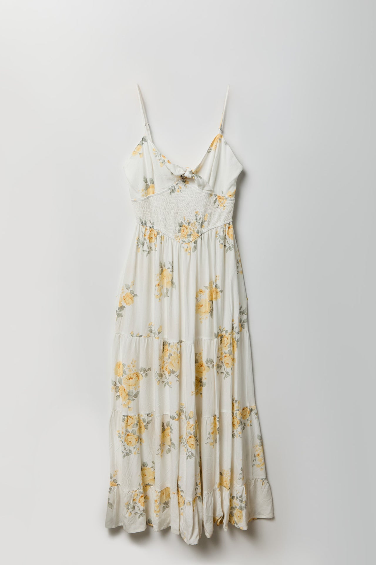 Bow Cinched Waist Tiered Maxi Dress