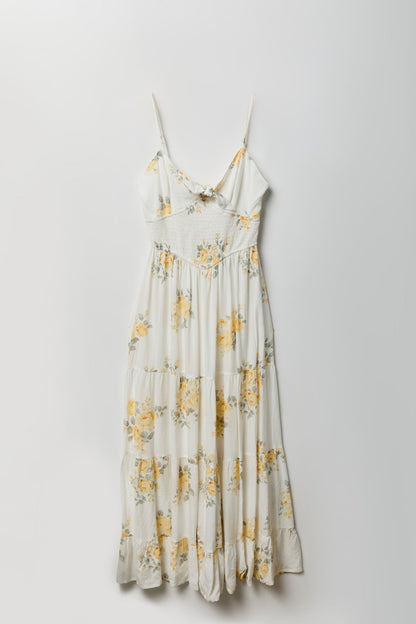 Bow Cinched Waist Tiered Maxi Dress