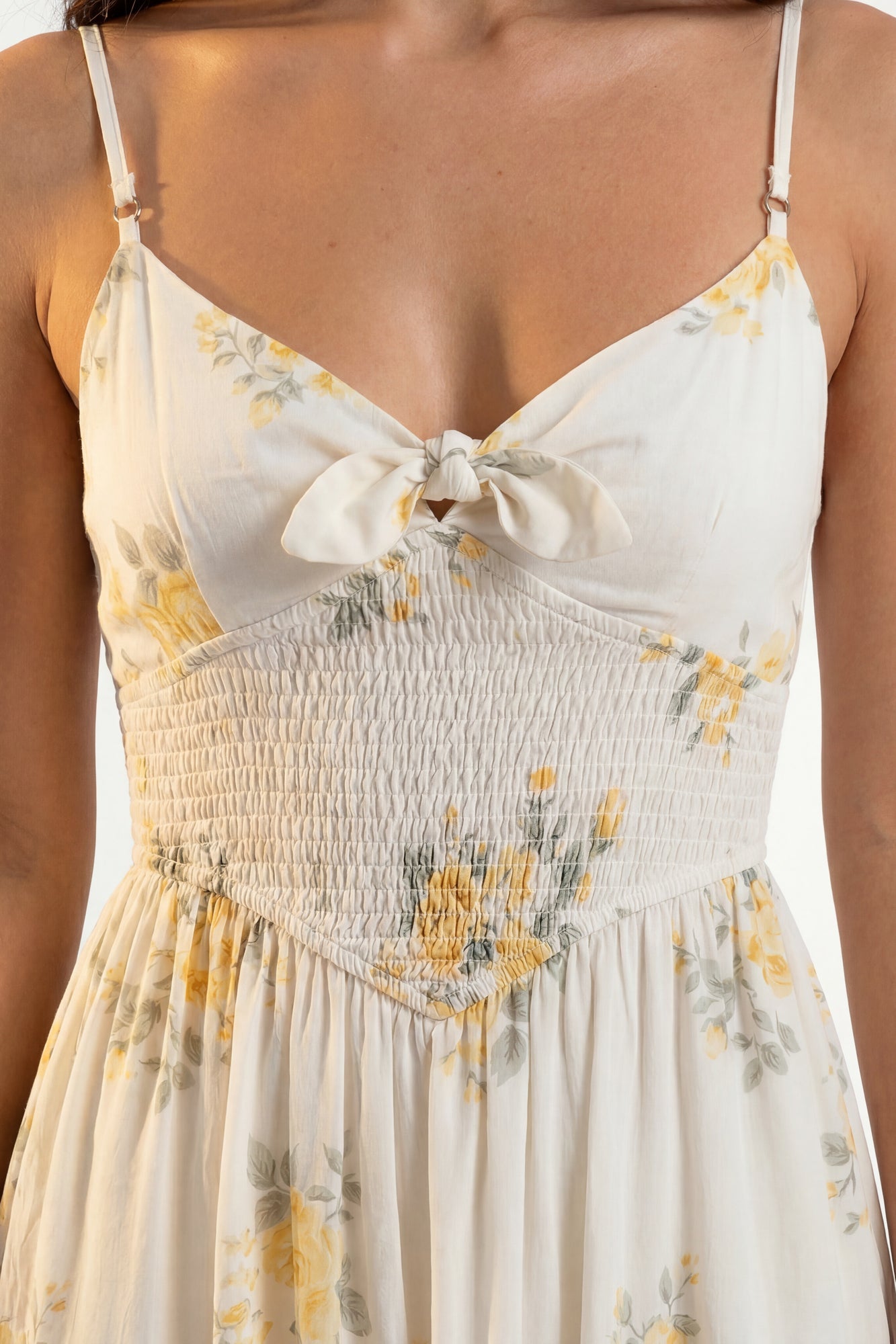 Bow Cinched Waist Tiered Maxi Dress