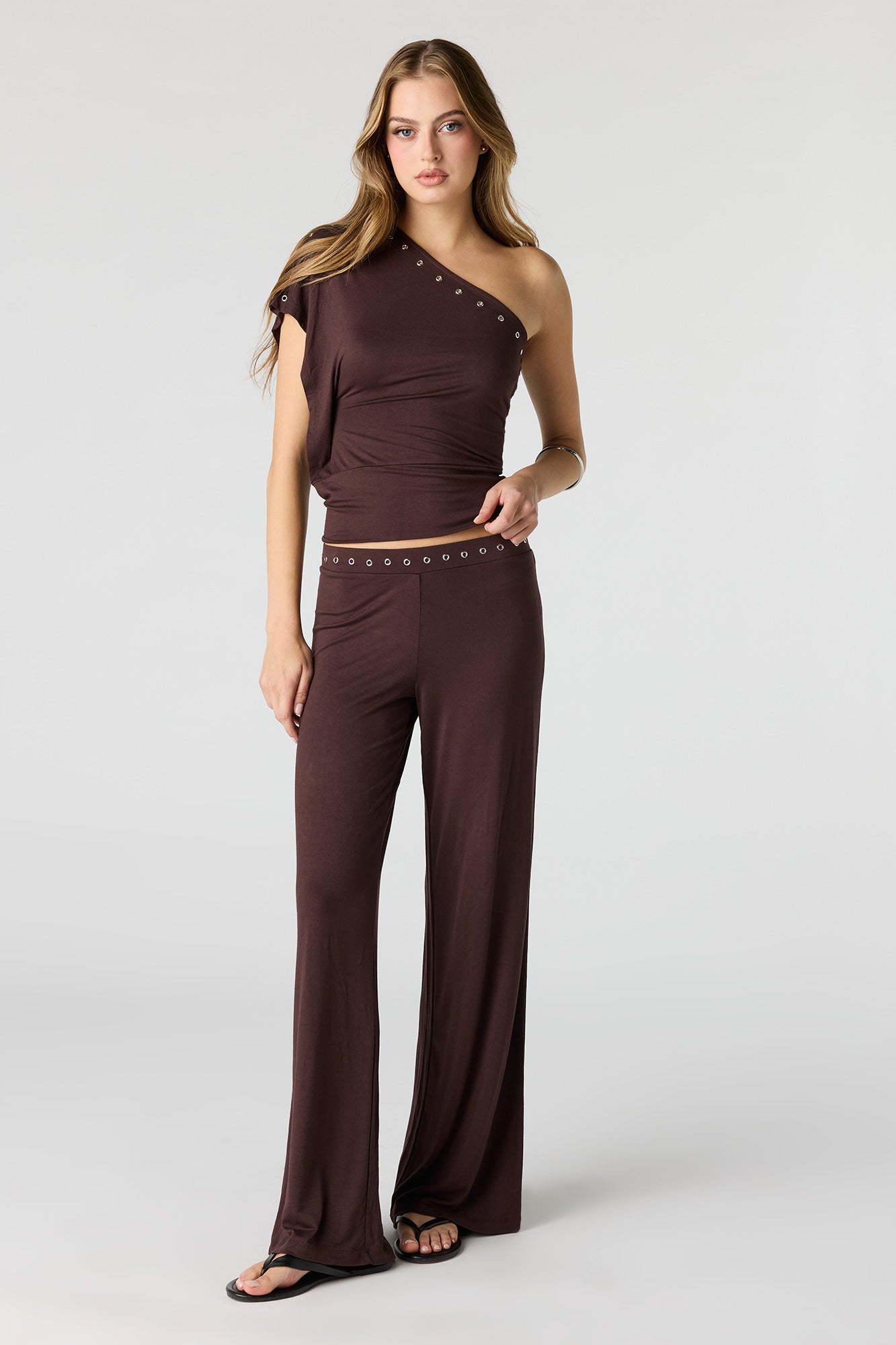 Eyelet One Shoulder Top