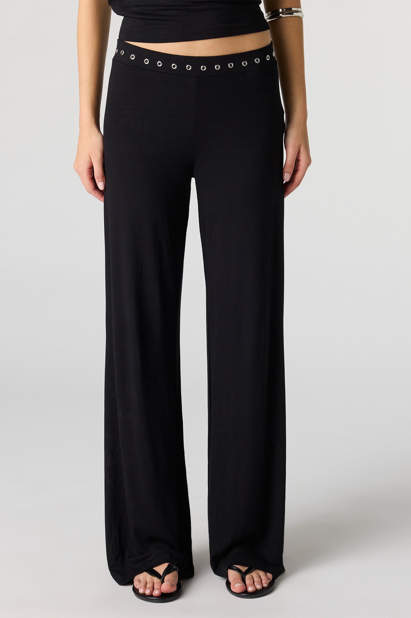Eyelet Wide Leg Pant