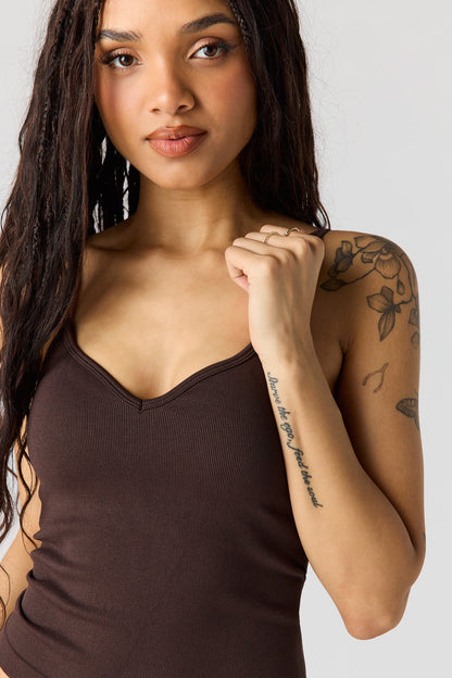 Braless Seamless Ribbed V-Neck Cami