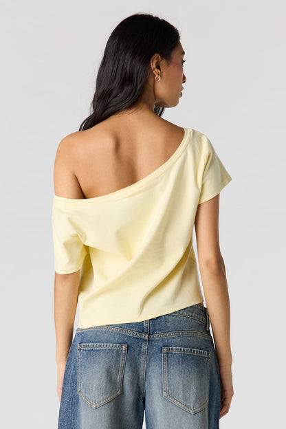 Striped Off Shoulder Boxy T-Shirt