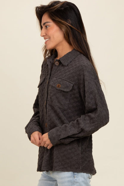 Black Checker Plaid Button Down Shirt