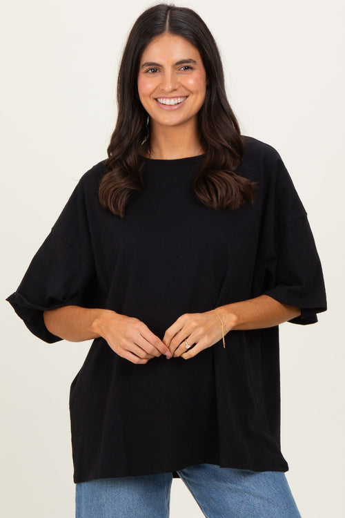 Black Cotton Oversized Tee