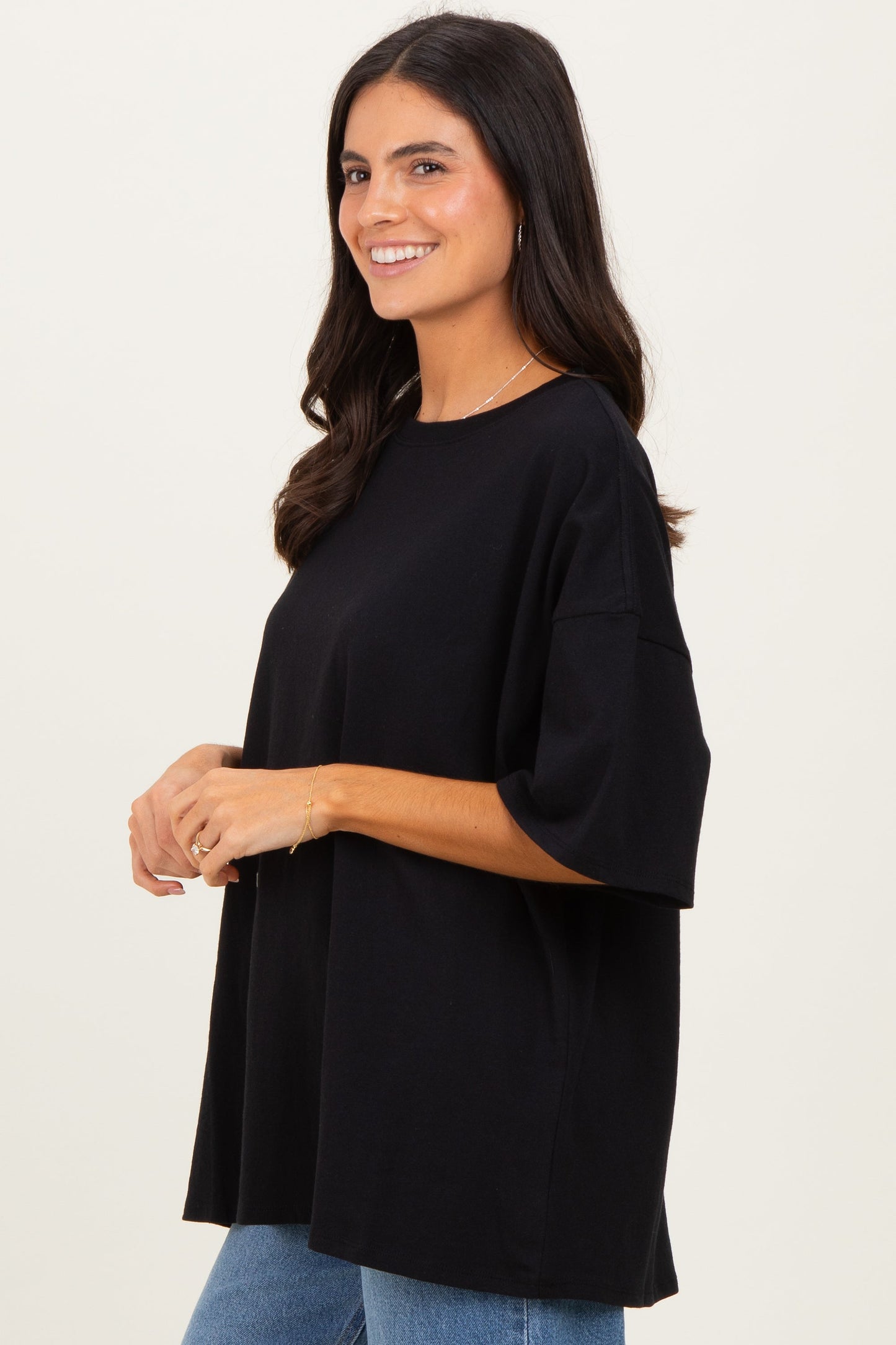 Black Cotton Oversized Tee