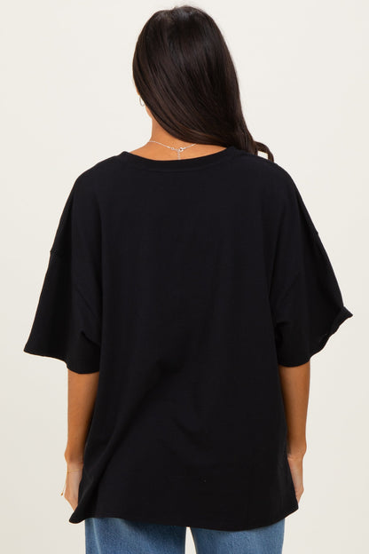 Black Cotton Oversized Tee