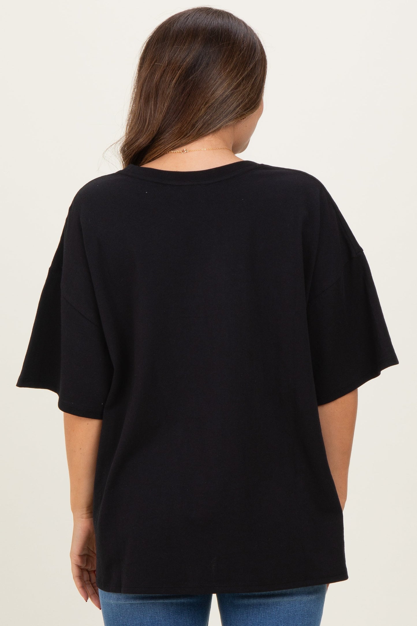 Black Cotton Oversized Maternity Tee