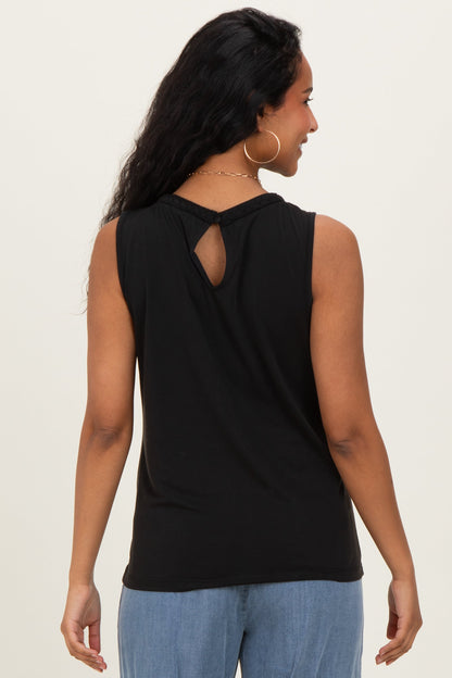Black Braided Neckline Maternity Tank