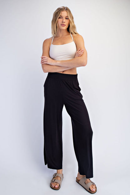 Black Ankle Wide Leg Maternity Pants