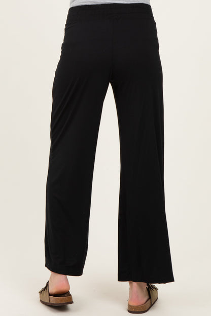 Black Ankle Wide Leg Maternity Pants