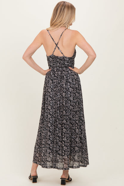 Black Criss-Cross Back Mesh Dress