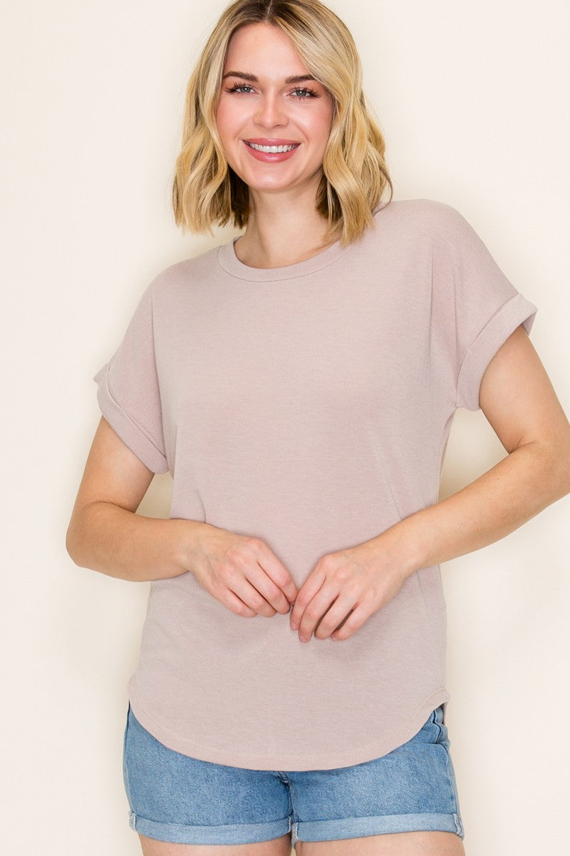 Beige Terry Knit Basic Maternity Top