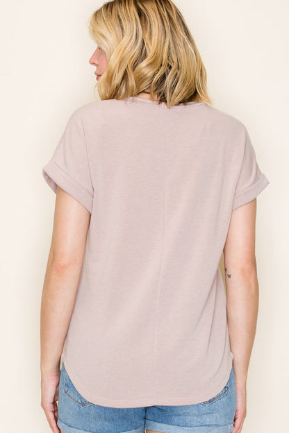 Beige Terry Knit Basic Top