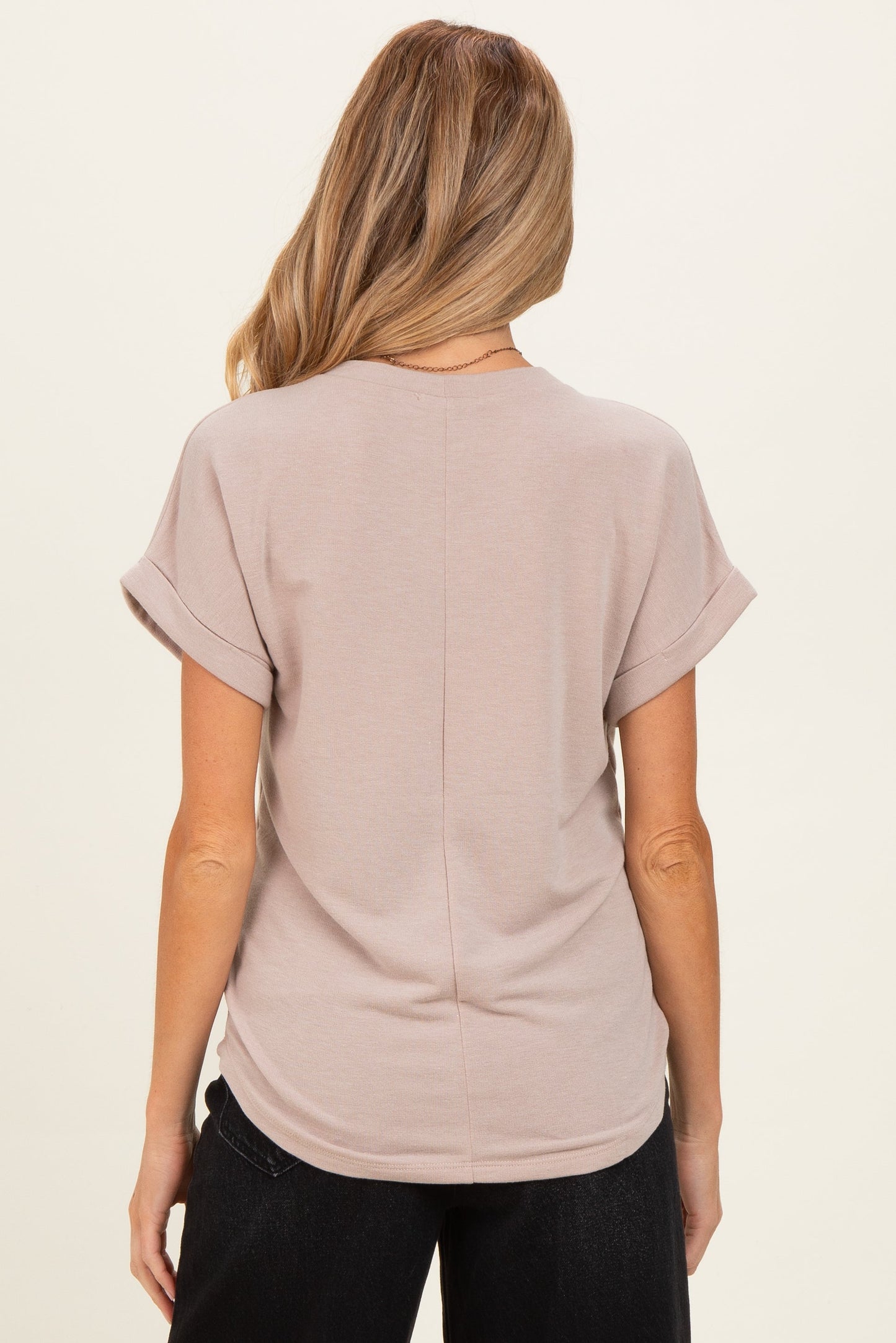Beige Terry Knit Basic Maternity Top