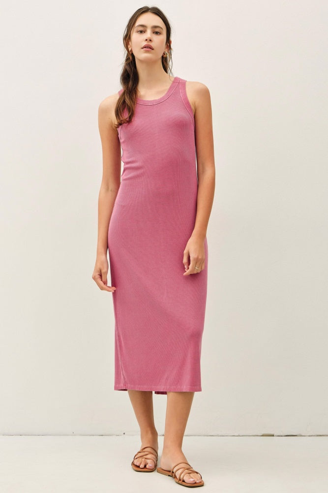 Berry Ribbed Midi Tank Dress