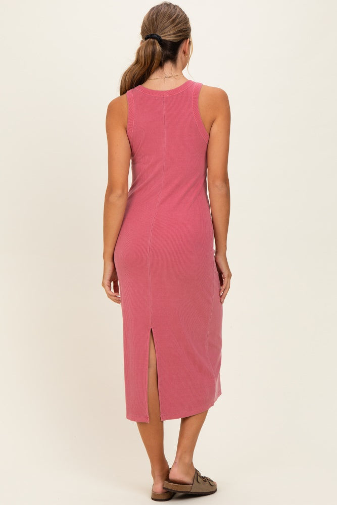 Berry Ribbed Midi Tank Dress