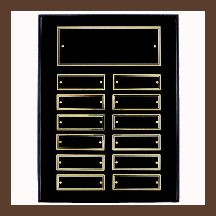 12-Plate Black Piano With Gold Engraving Perpetual Plaque