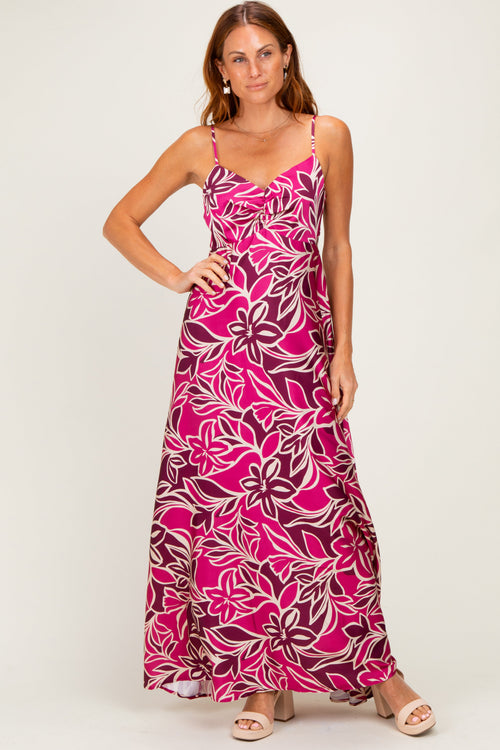 Berry Floral Sleeveless Maxi Dress