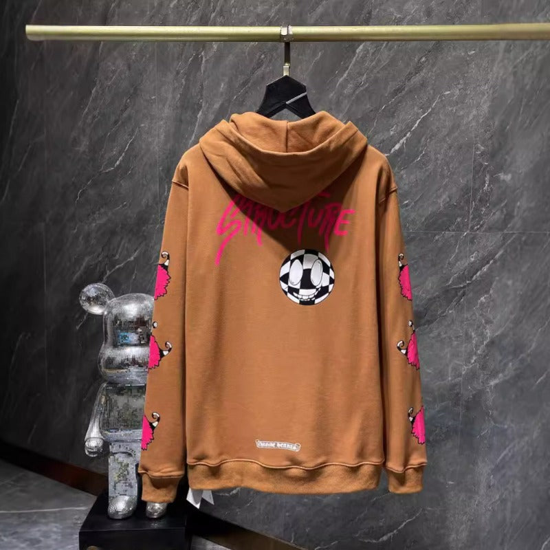 Chh Chrome Hearts Hoodie Autumn/Winter Sanskrit Alphabet Graffiti Embroidery Mouth Print Casual Loose Hooded Sweater