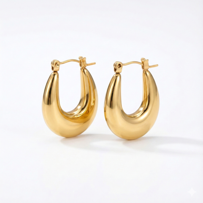 ALB Custom Gold Oval Hoop Earrings