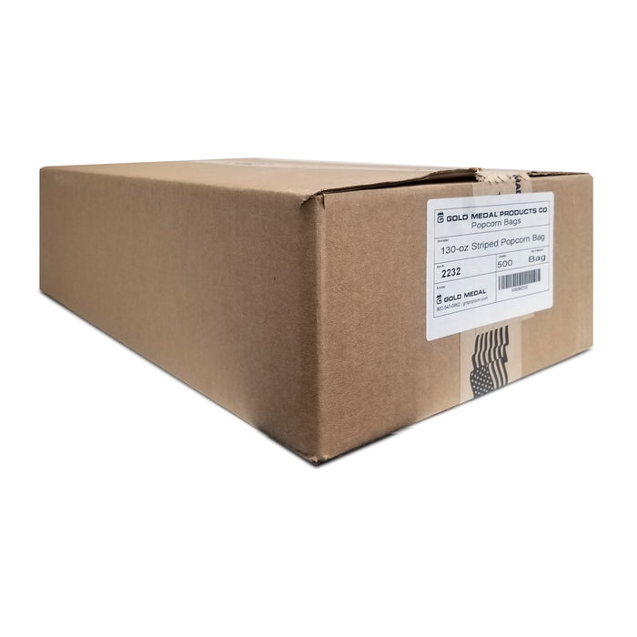 brown cardboard box with white label