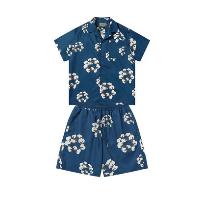 Denim Tears T shirt & Shorts 2 Piece Set Button cardigan woven