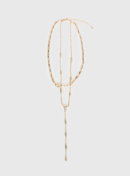 Jasenia Layered Y Necklace Gold