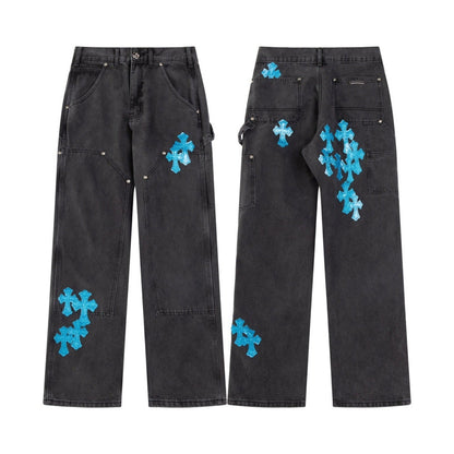 CHH Chrome Hearts Jeans Unisex Casual Loose Jeans