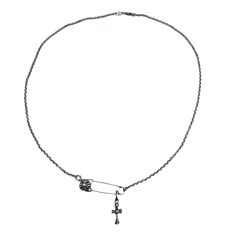 Chrome Hearts Necklace Vintage Cross Small Pin Male and Female Collarbone Chain