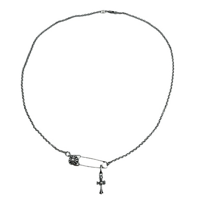Chrome Hearts Necklace Vintage Cross Small Pin Male and Female Collarbone Chain