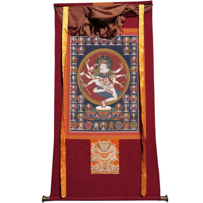 2-faced 8-armed Padmapani Padmajala - Tibetan thangka painting, view 7